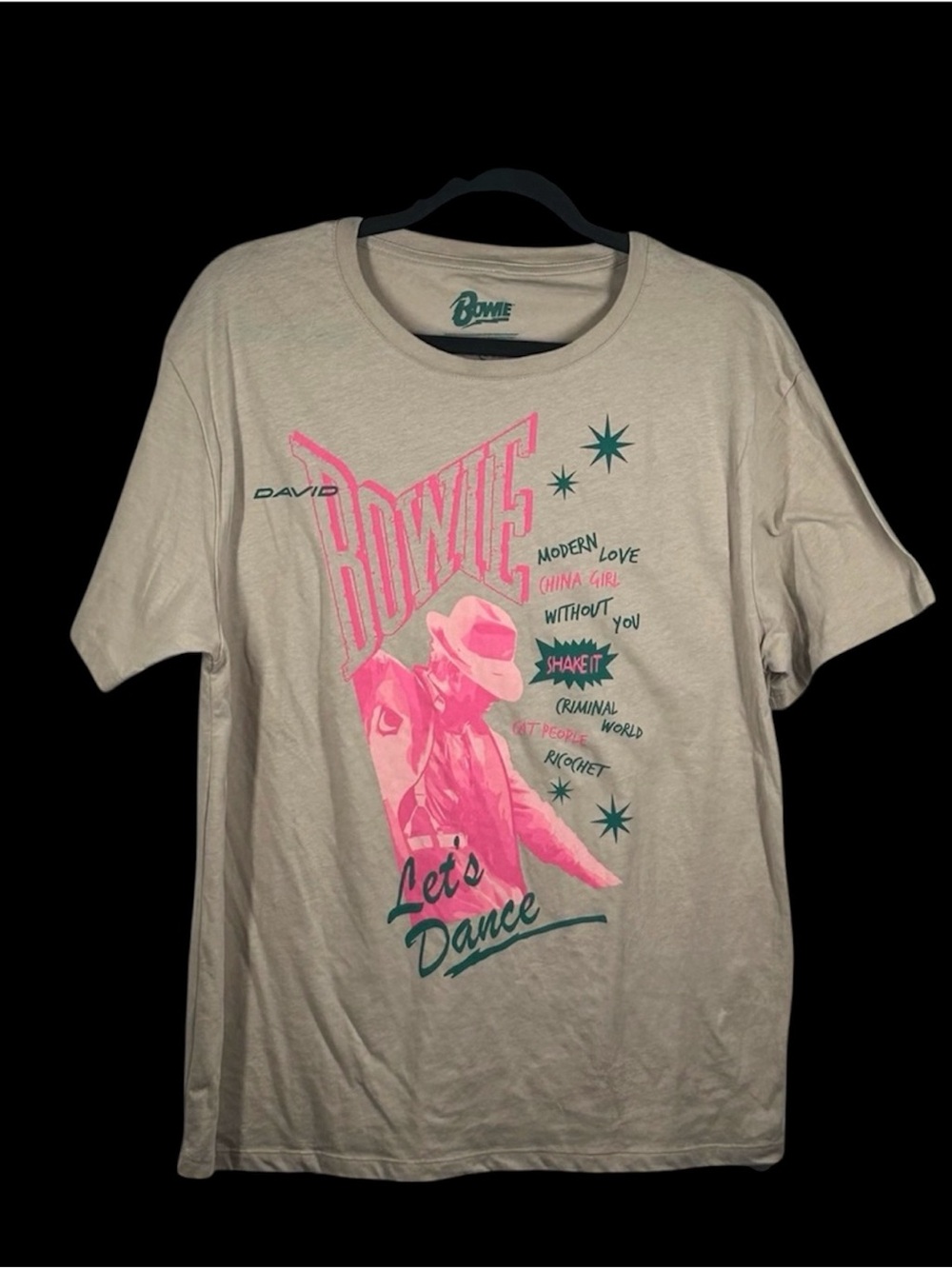 David Bowie 'Let's Dance' Short Sleeve Tee - Cream/Pink